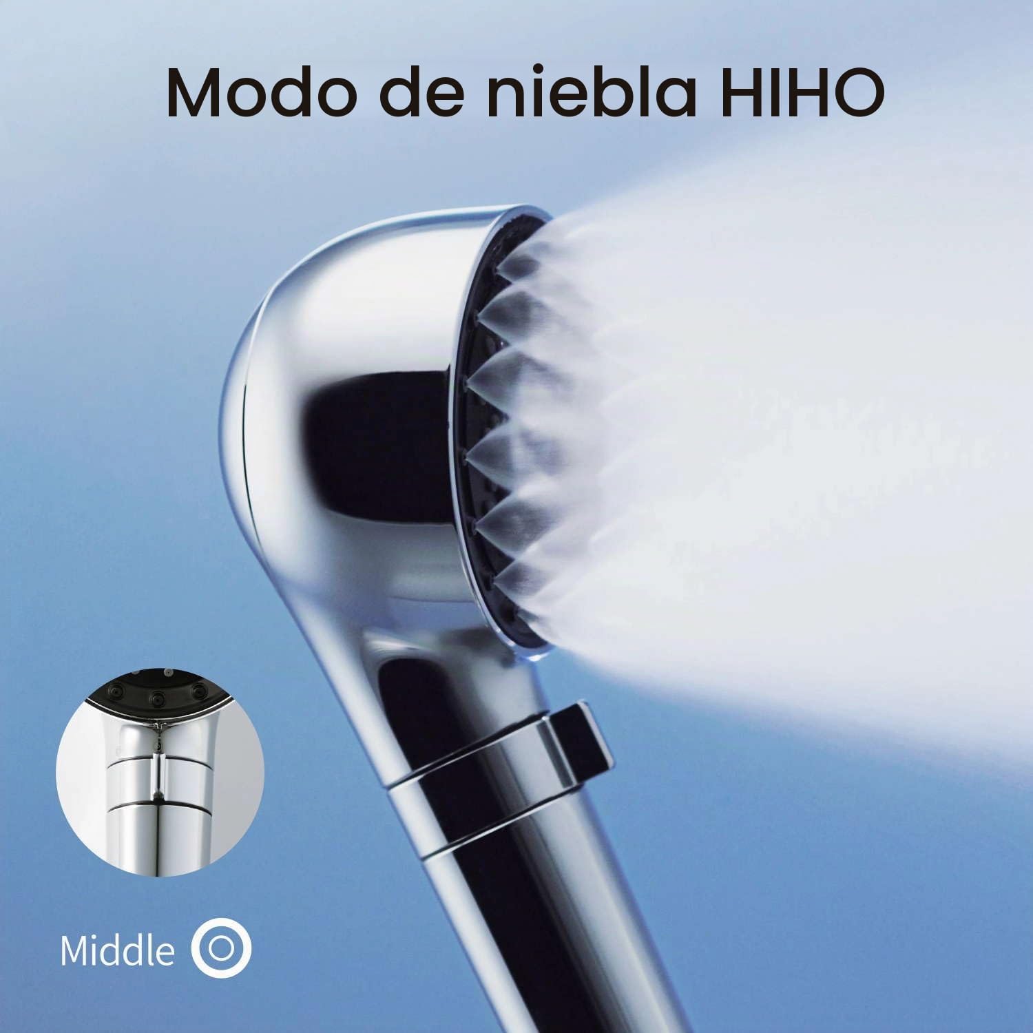 MYTREX HiHo Fine Bubble+e Cabezal de Ducha SPA con Microcorriente – Nanoburbujas para Hidratación, Limpieza Profunda y Purificación del Agua – Ideal para Piel Sensible – Modelo MTHFE23SL