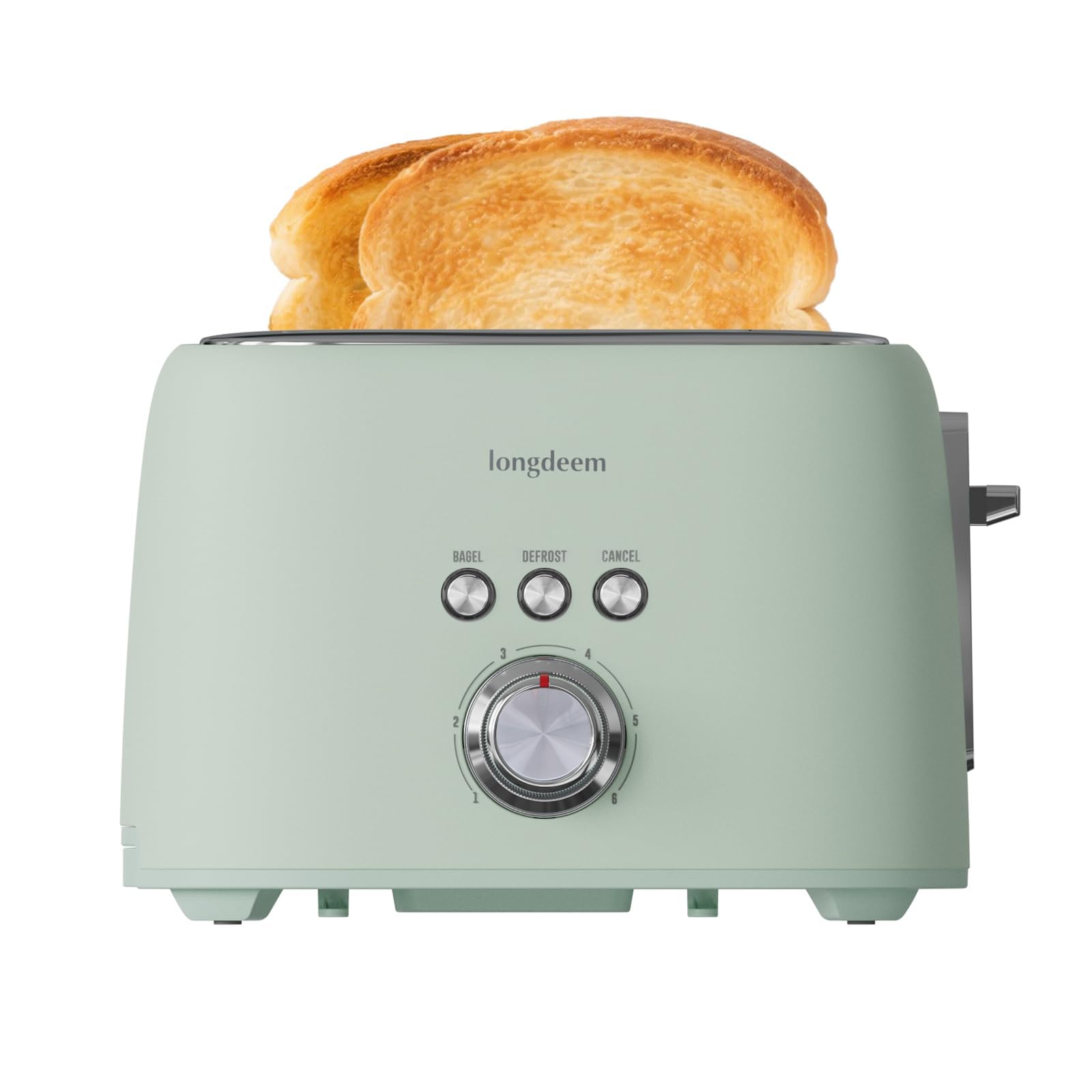 2 Slice Toaster - Stainless Steel, 1.5" Extra Wide Slots, 6 Browning Settings, Bagel/Defrost/Cancel Modes, Green