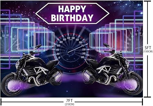 Miniatura 5 de SENDY Telón de fondo de cumpleaños de motocross de 7 x 5 pies para niños, decoraciones de fiesta de cumpleaños de motocross, suministros de
