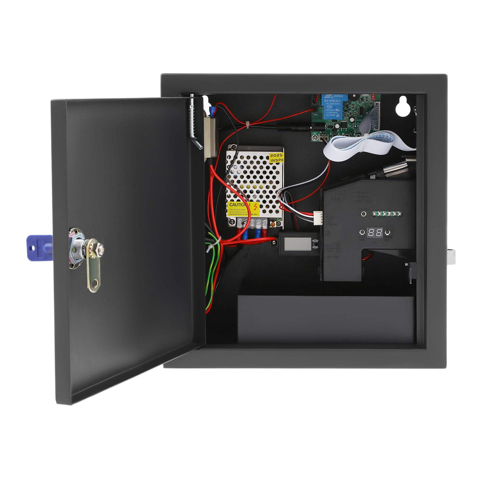 1250W Münzzähler Timer Steuerbox-Timer-Steuerungsnetzteilkasten 30A, Münzautomat für Waschmaschinen, Massagesessel und Spielautomaten, Münzbox mit Zeitakkumulation