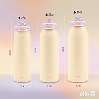 Vista 6 de Ello - Botella de agua Pop & Fill, acero inoxidable, tecnología llenado rápido, metal con aislamiento al vacío de doble pared, tapa antifugas, sin