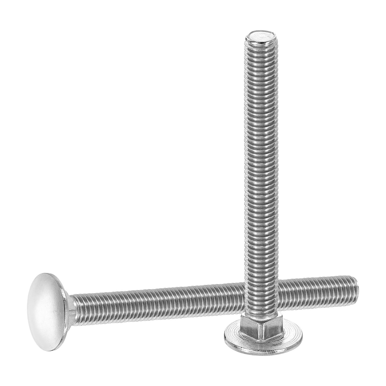 sourcing map 5Pcs Carriage Bolts, M10 x 100mm Stainless Steel 18-8 (304) Round Head Square Neck Screws Bolt Screw for Fastening Accessories - Silver