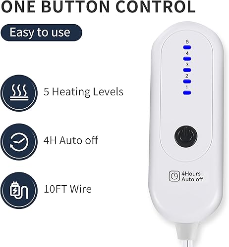 Vista 106 de Manta térmica, manta eléctrica con 5 niveles de calefacción y apagado automático de 4 horas, manta de calentamiento rápido de sherpa súper suave