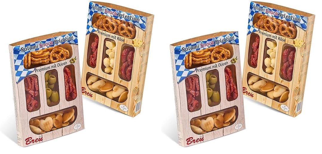 WURSTBARON® Salami Snack Selection Premium Set - Salami, Olive, Käse, Brezeln (Packung mit 2)