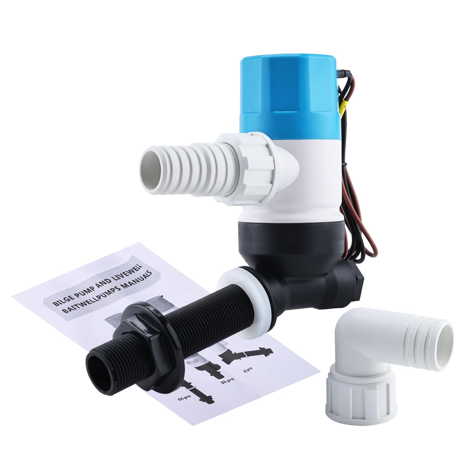 NovelBee 12V 1100GPH Livewell Pump for Boat,Marine Baitwell Aerator Pump