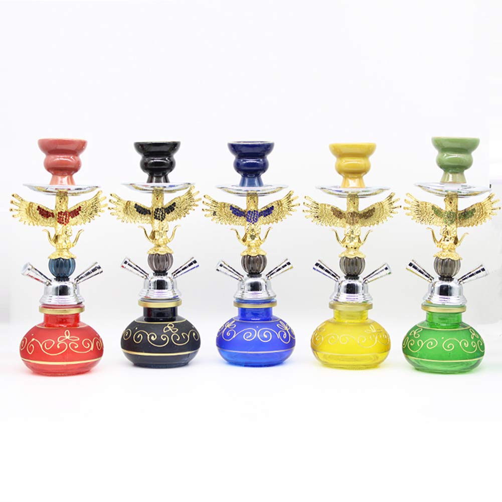 Shisha Narghile Pfeife mit 2 Schläuchen, Shisha Shisha, Rab Raucheranzug Keramik Potbar Wasserpfeife Nachtclub Komplettes Set Shisha Zubehör Single Tube,Rot