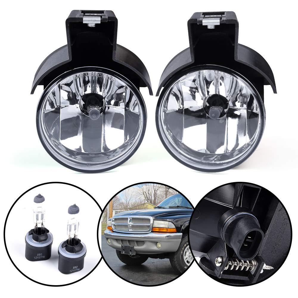 G-PLUS Front Bumper Fog Light Replacement For Dodge Dakota Pickup Truck 1997-2000/Durango SUV 1998-2000 Driving Fog Lamps Replacement Driver & Passenger Side Pair,Clear Lens