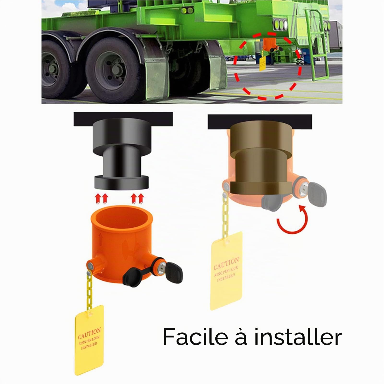 Tbest - Verrou d'attelage de selle de remorque, antivol robuste pour camping-cars, bateaux, camping-cars et semi-remorques, orange