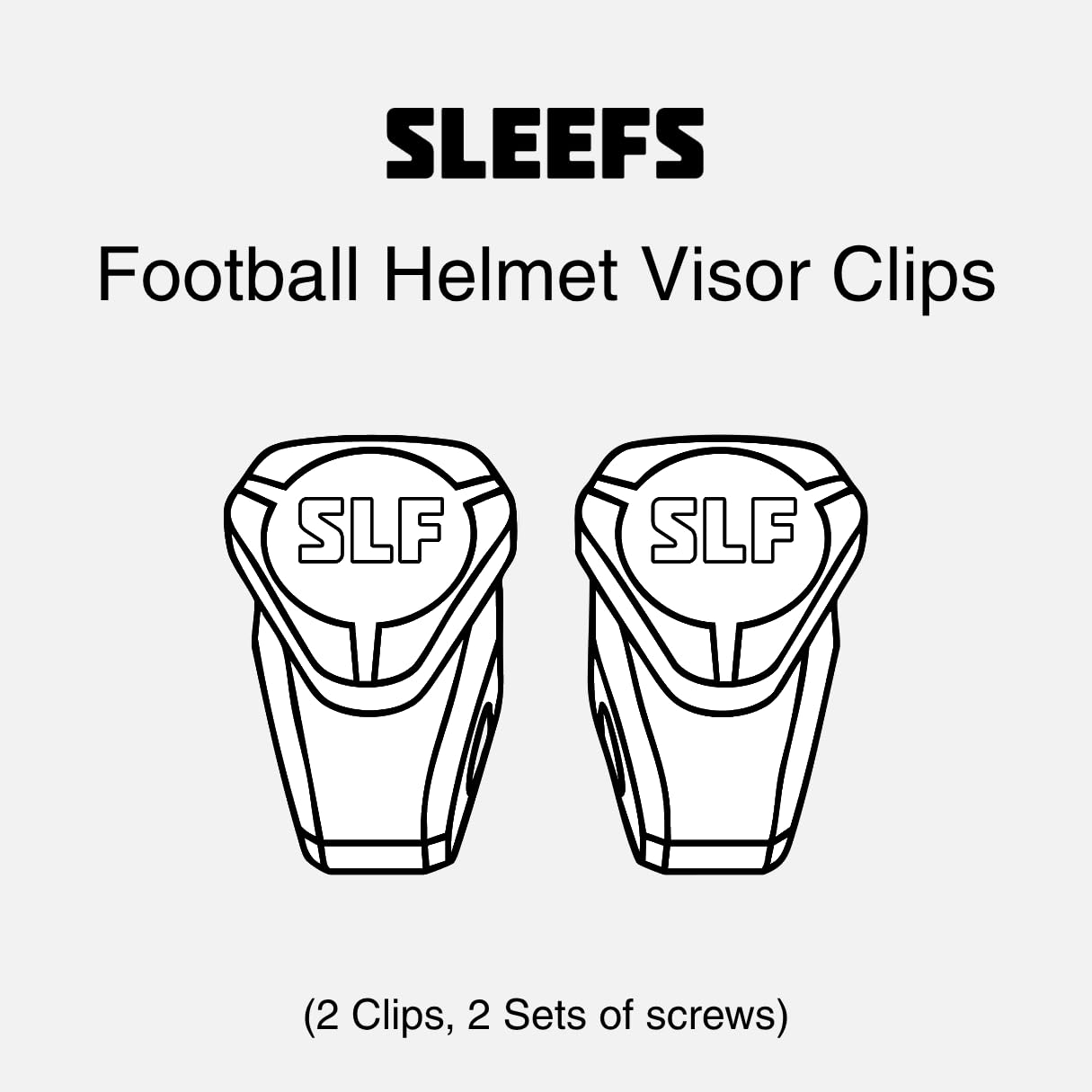 SLEEFS Football Helmet Visor Quick Clips [1 Pair of Clips + 1 Pair of Screws] - Black - Universal Fit, Quick-Release Clips