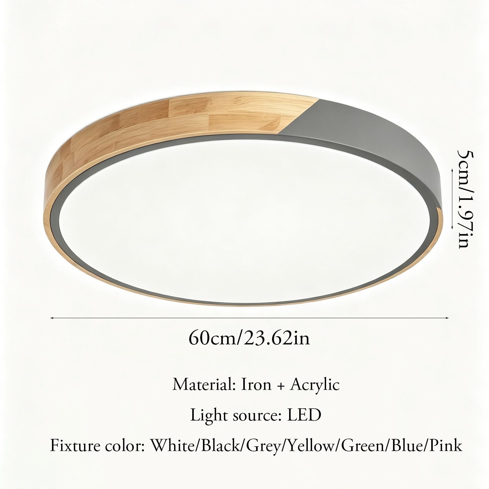 LED-Deckenleuchte, moderne Holz-Unterputz-Deckenleuchte