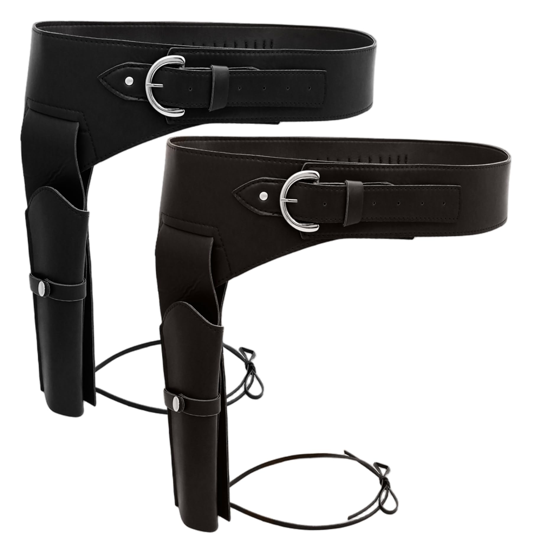 Cowboy-Holster, Leder-Cowboy-Waffengürtel, Verstellbarer Western-Waffengürtel für Cosplay, Maskerade, Party, Schwarz – Western