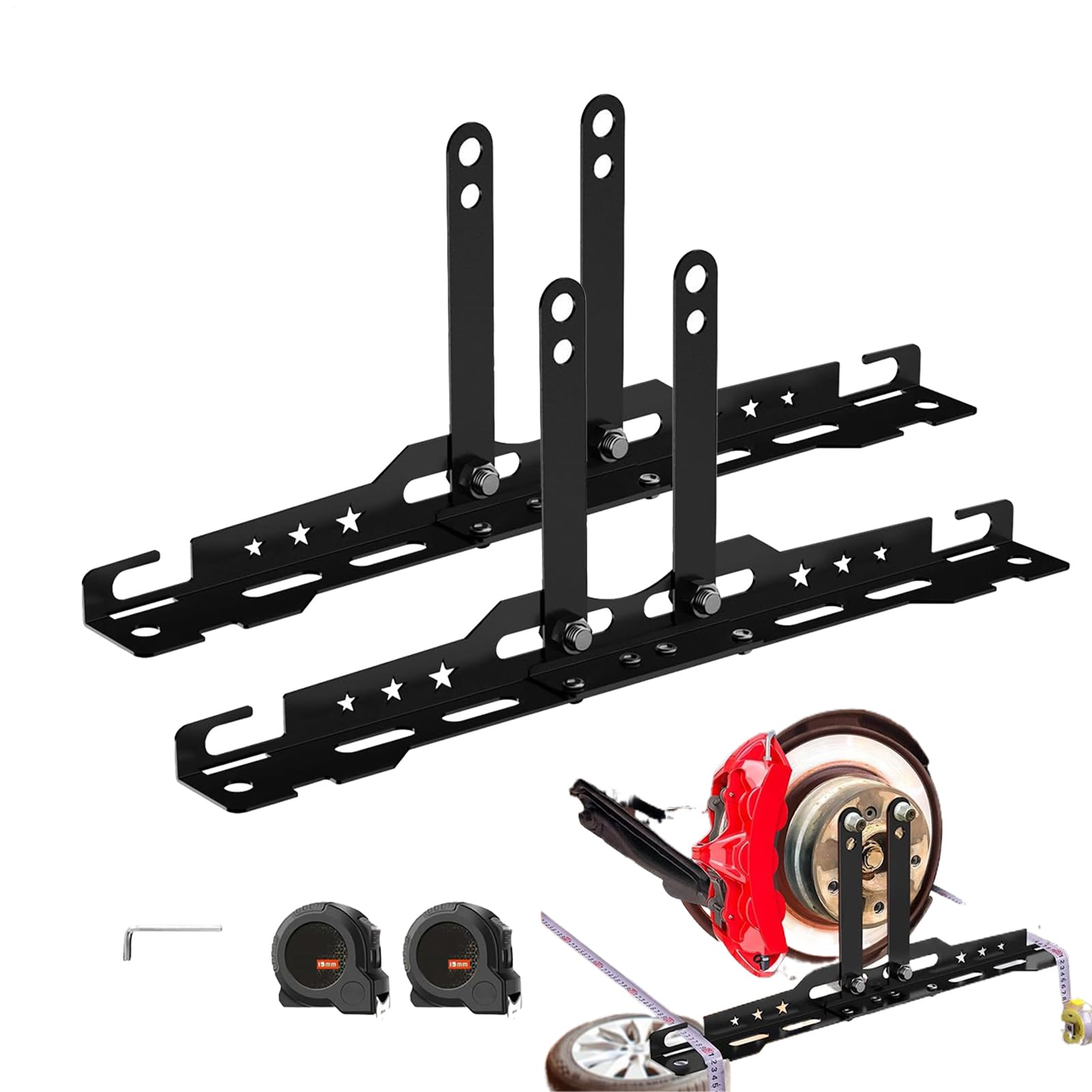 Générique Outil de Parallélisme - Réglage de Parallélisme Véhicule | Kit de Précision avec 2 Rubans à Mesurer,pour Véhicule Voiture Camion Moto Remorque Atelier Garage