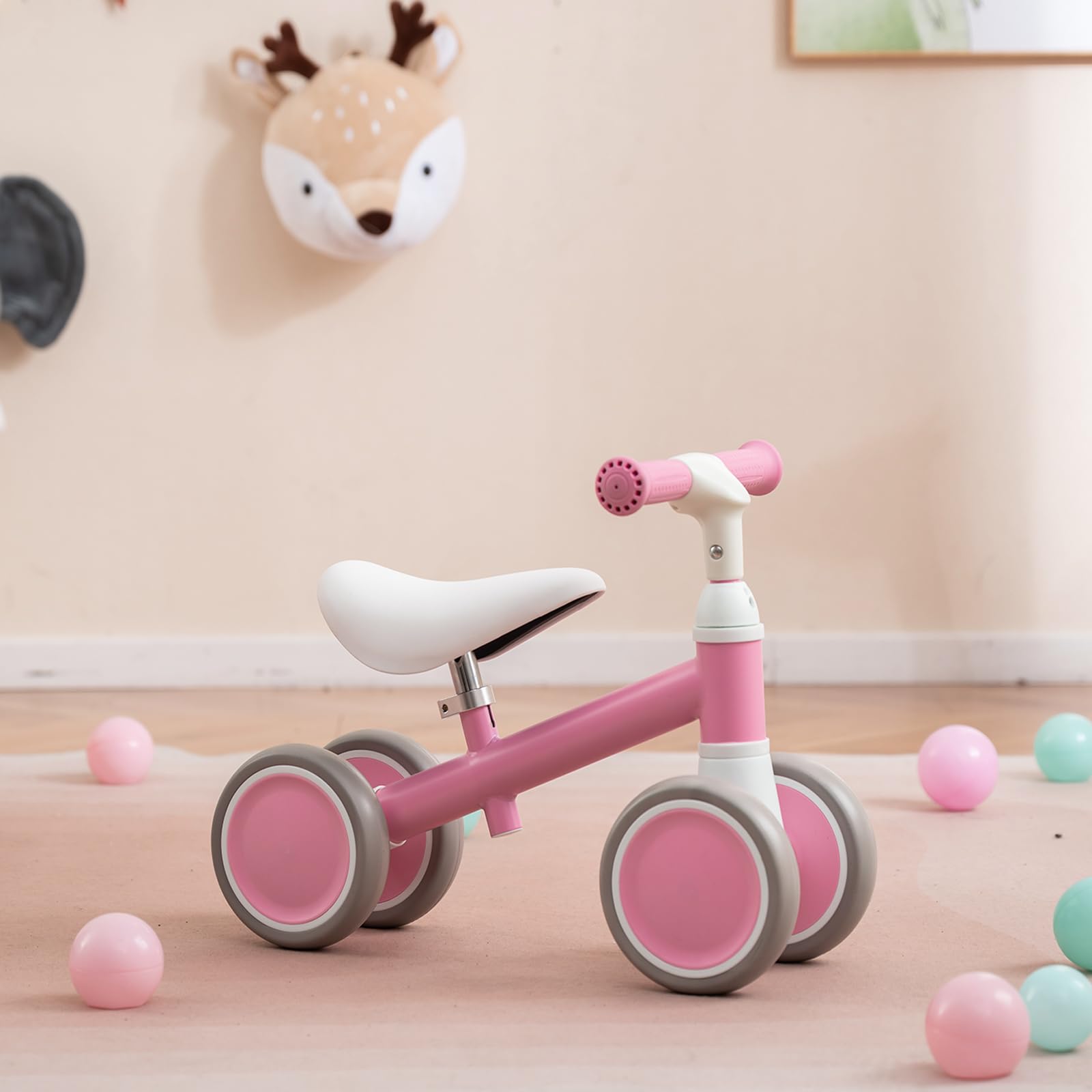 SOARS Bicicletta Senza Pedali Bambini 1-3 Anni, Balance Bike con Seduta Regolabile 26,5-31,5 CM, 2 Ruote EVA Antiscivolo, Volante Sterzo Limitato a 80°, Carico 25 KG, Regalo Bambina