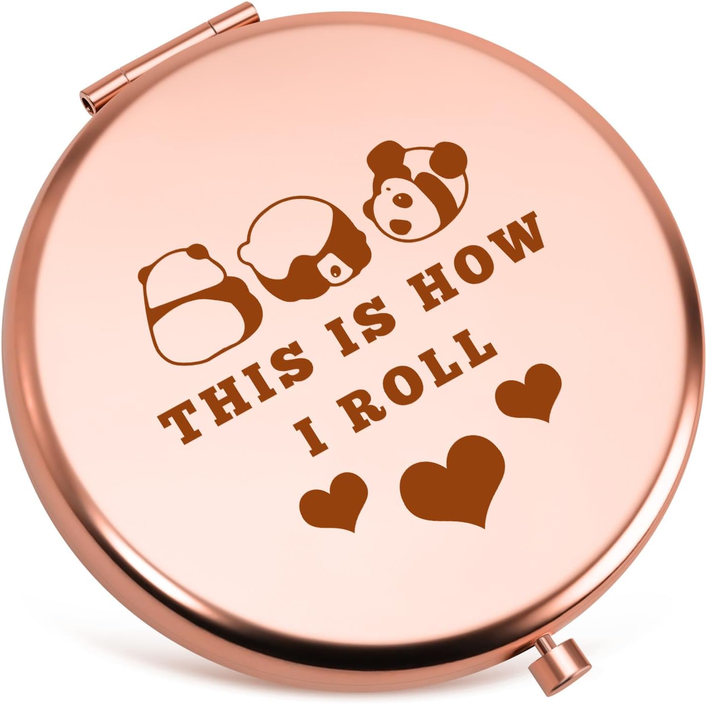 Panda Lover Gift for Women Compact Mirrors Panda Gift Animal Lover Gift for Friend Sister Mothers Day Christmas Birthday Gift for Panda Lovers Women Sister Daughter Folding Makeup Mirror Rose Gold - Image 1 of 7