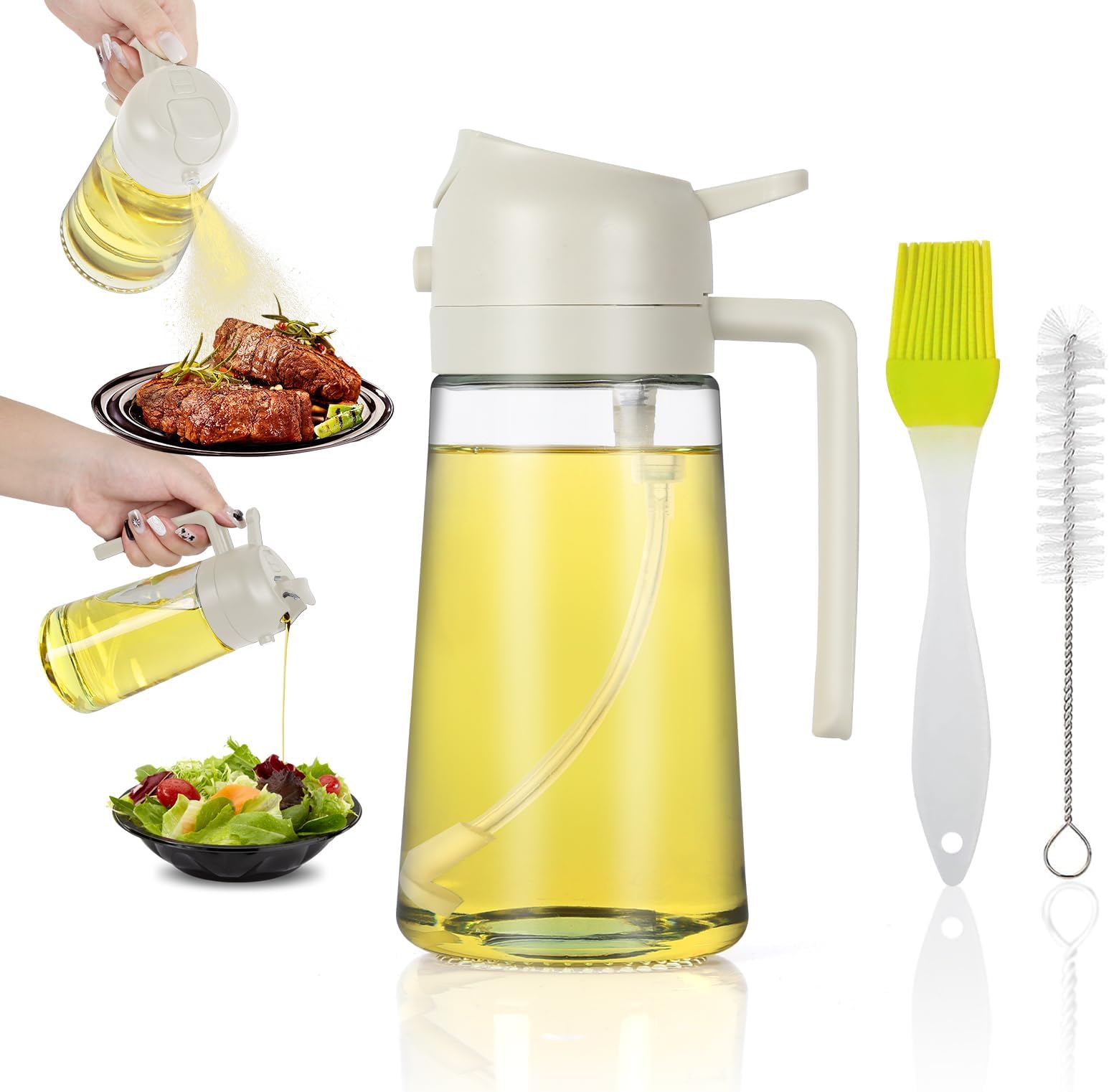 MKHS 2 pcs 10oz Olive Oil Dispenser 2 in 1 Oil Dispenser
