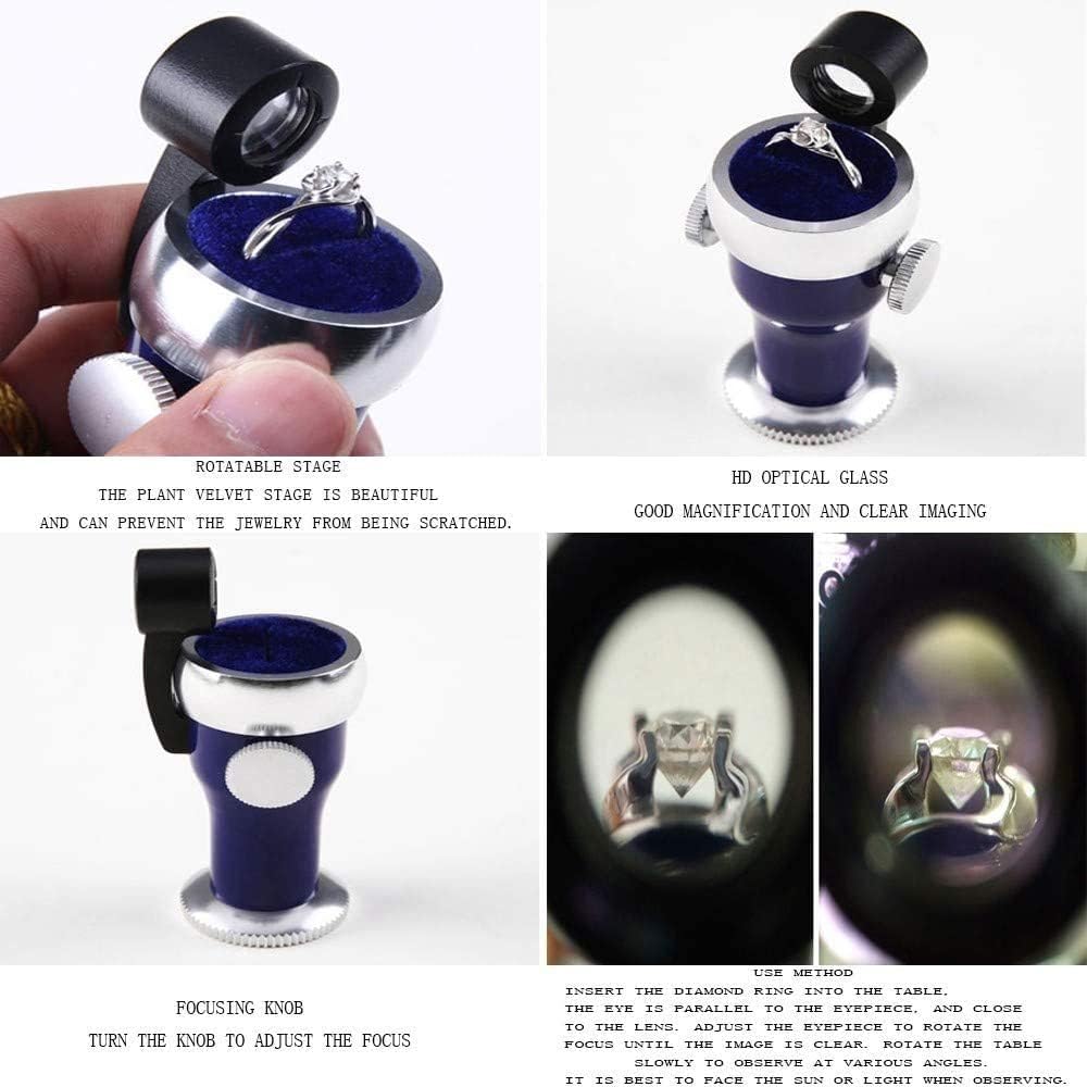 Magnifying Glasses Screen Magnifier 20X Magnifying Glass, Focus Adjustable screening Girdle Girdle Code Blue Velvet Portable Magnifying Glass, Suitable for Home Office Magnifier with Light Double