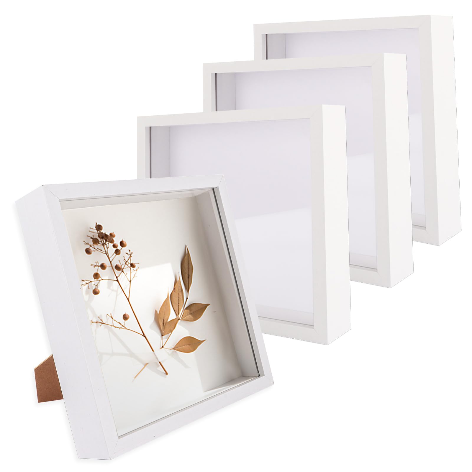 LOPYXBR 4PCS Shadow Box Frame 8x8 Inch Deep Box Frames for Crafts 3D Deep