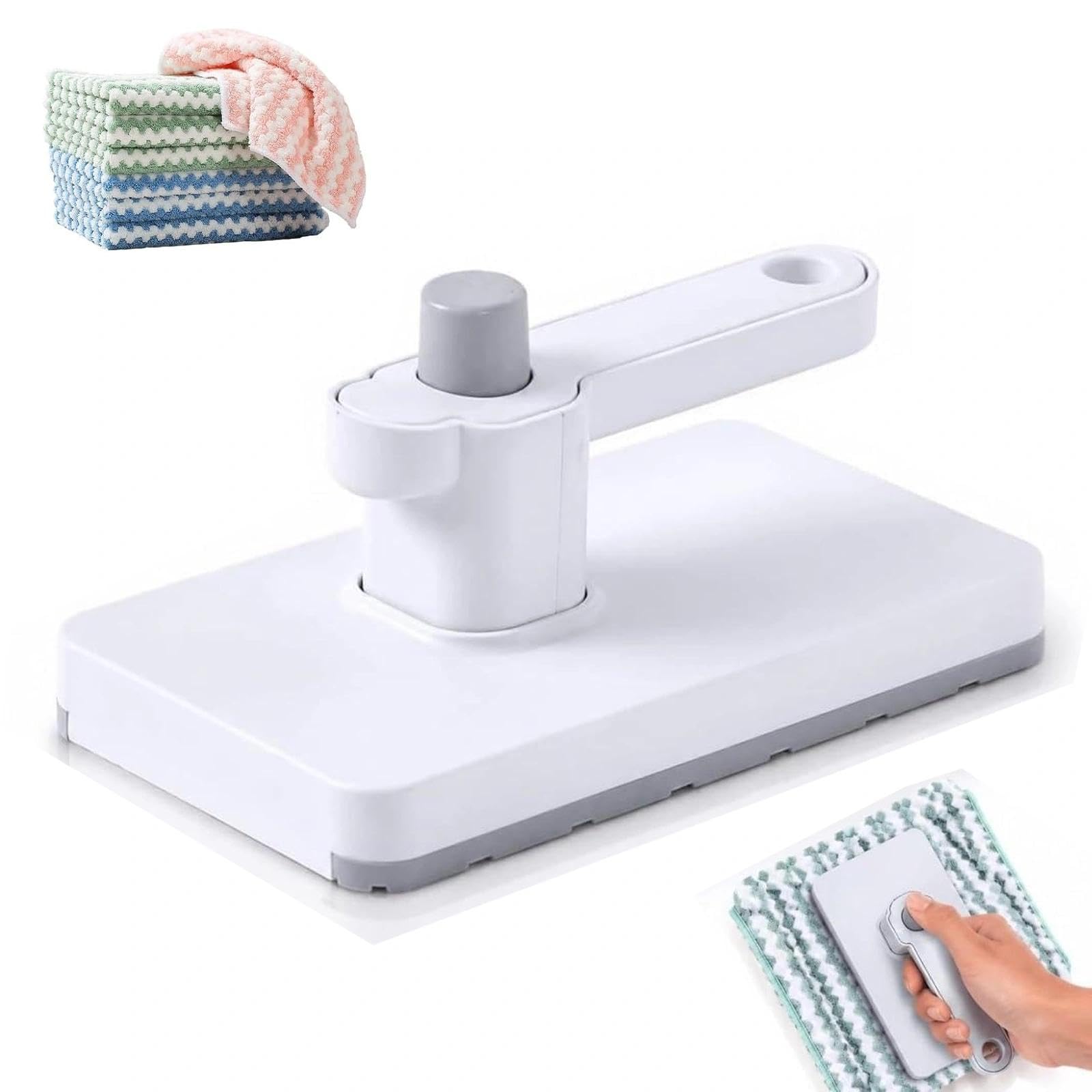 No-Touch Snap Grip Mini Mop,Small Cleaning Desktop Mop,Hands Free Disposable Cloth Holder For Kitchen Counter,No-Touch Snap Grip Desktop Cleaning Mini Mops For Bathroom,Kitchen,White(A)