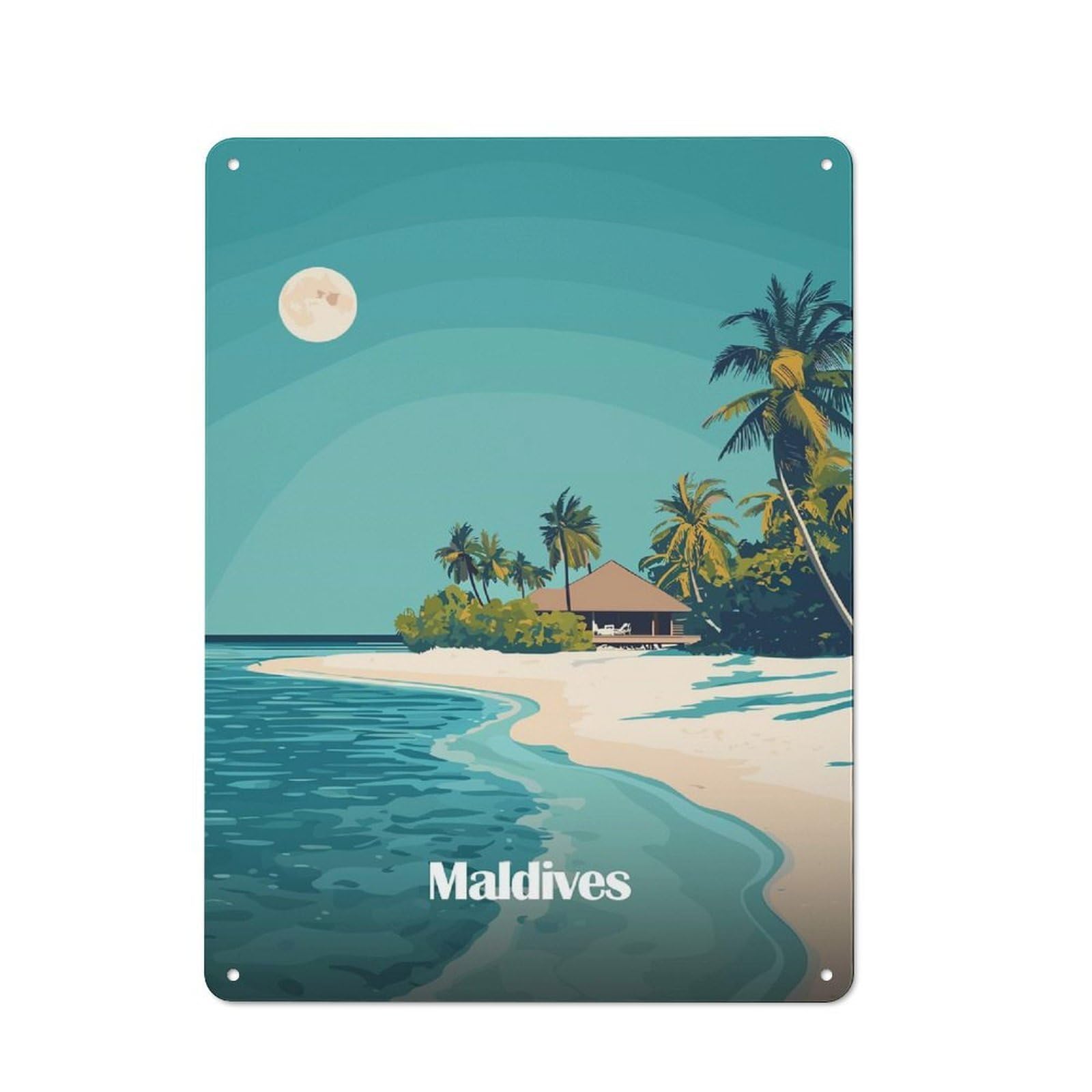 Junmoney Style-22 Maldives Island Paradise Rustic Metal Sign 40X30cm For Garden Room Or Summerhouse, For Summerhouse Decorators
