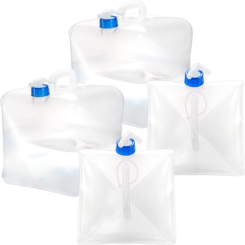 Miniatura 1 de Cedilis Paquete de 3 contenedores de agua plegables con espita, contenedor de almacenamiento de agua para campamento de 2.6 galones, contenedor de