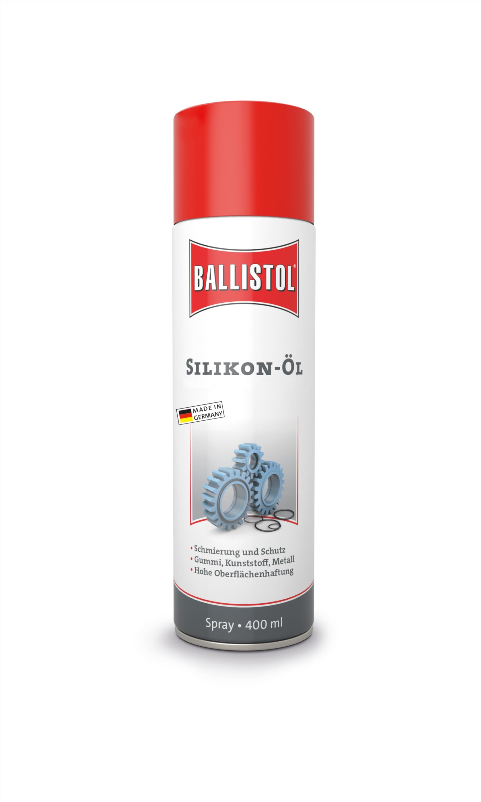 BALLISTOL 25307 Silikon-Öl 400ml Spray – Mineralöl-freie Schmierung für Gummi, Polymere, Plastik, Metalle - Säurefrei, weiß