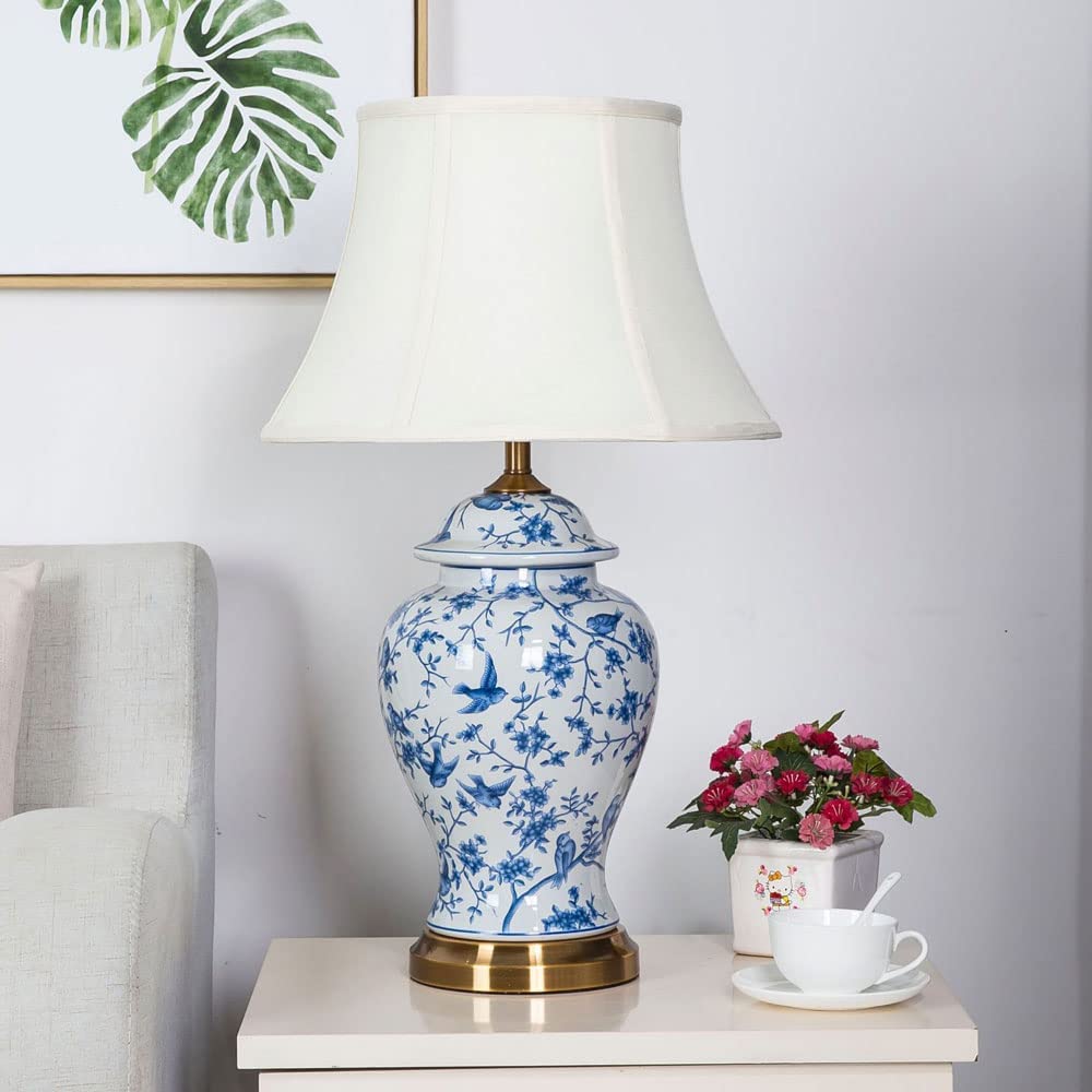 Lampka nocna Ceramiczne Lampy Stołowe Chińska Sypialnia Nocna Biurko Lampka Nocna lampa stołowa (Color : Dimmer switch)