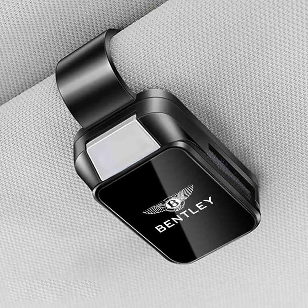 Car Sunshade Eyeglass Holder Clip for Bentley Bentayga V8 / Speed/Hybrid/Diesel, Protects Eyewear Lenses Visor Hanger Sunglasses Ticket Card Organizer,Black