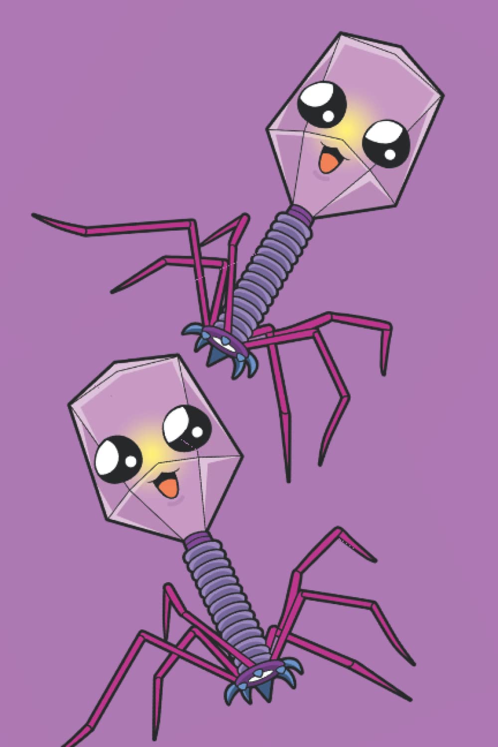 Cahier de microbiologie avec couverture mignonne de bactériophage: 120 pages vierges lignées