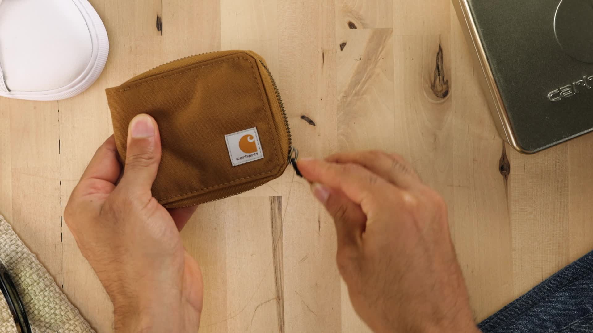 Carhartt Men's Casual Canvas Zip, Durable Zippered Wallets, Brown
