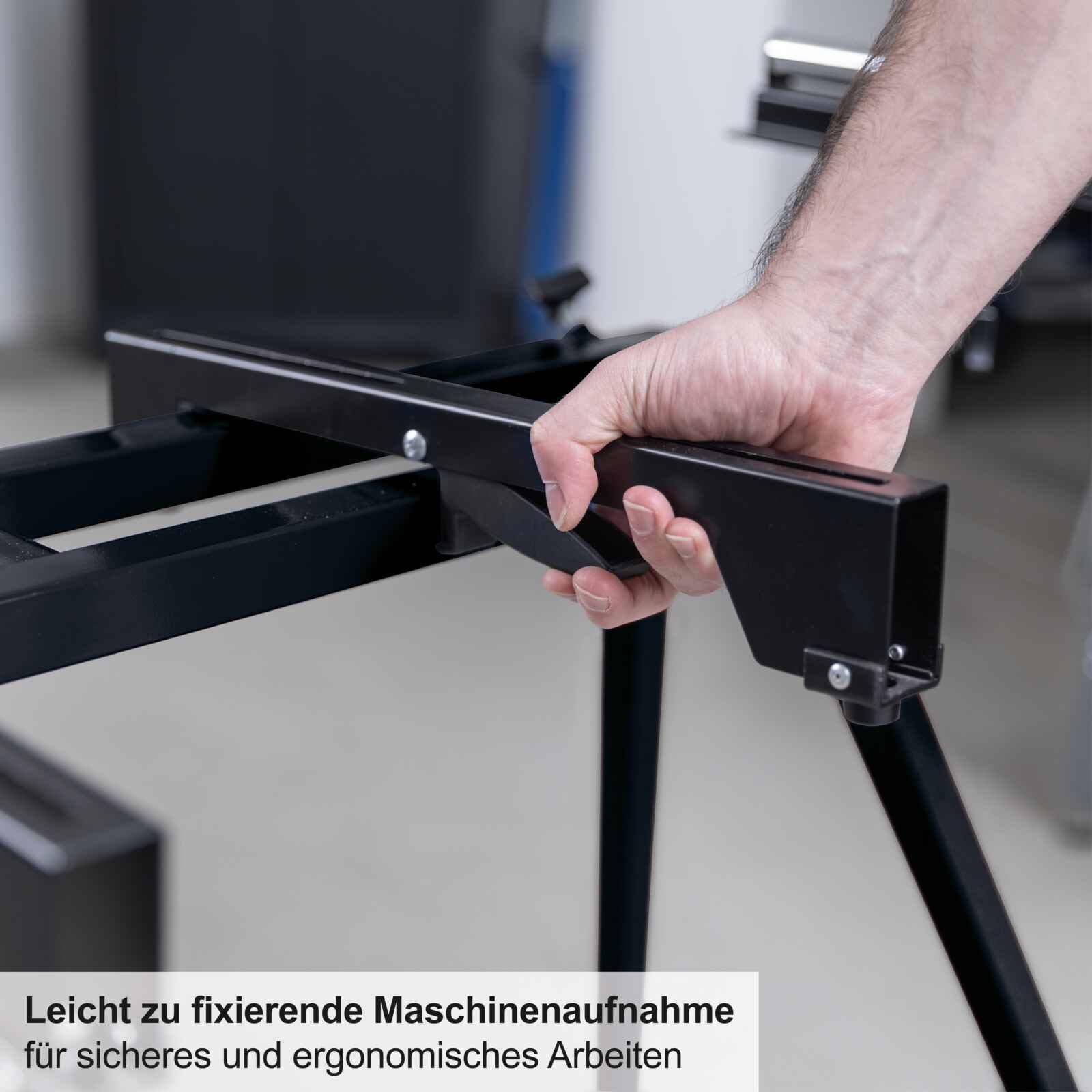 Scheppach Black Universal-Untergestell UUG1550-BE | Arbietshöhe 76,3 cm | Traglast 150 kg | Seitenverlängerung bis zu 194,5 cm | Auflagen höhenverstellbar bis 110mm