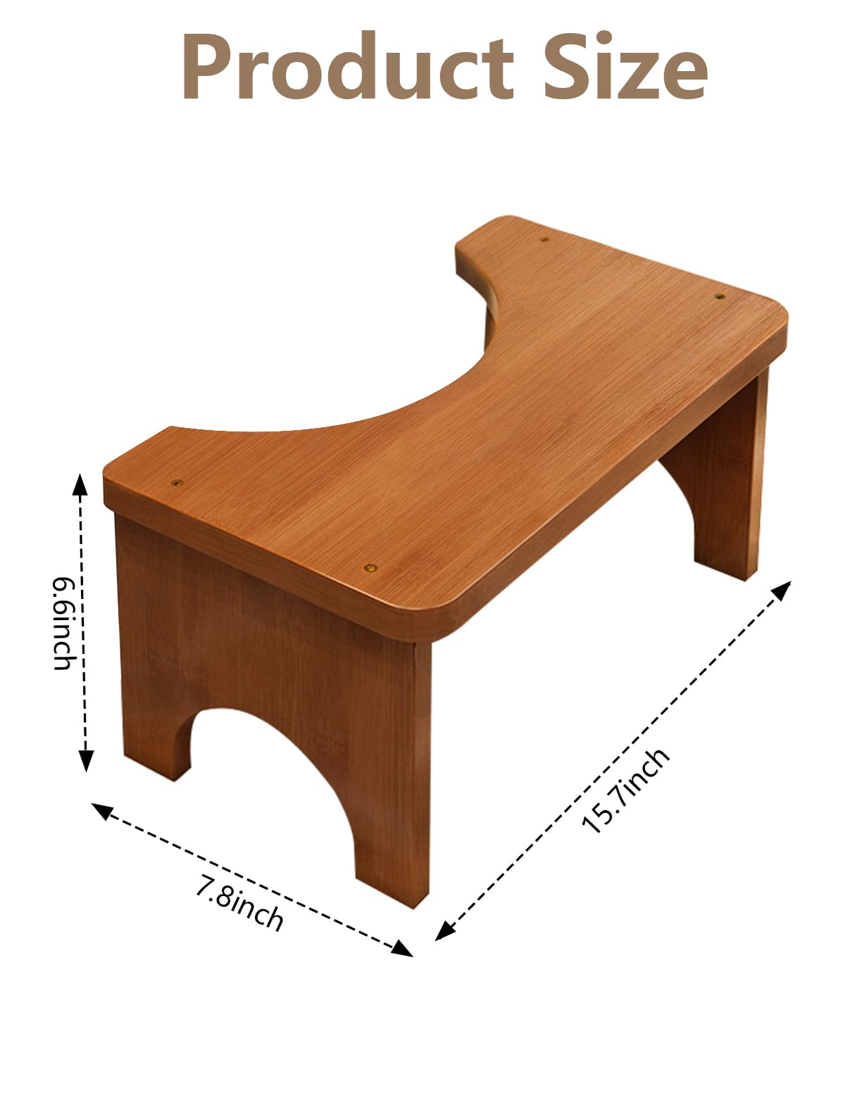 Sgabello WC in legno di bambù per adulti, sgabello per migliorare la defecazione, sgabello WC per sedersi comodamente in bagno (colore legno)