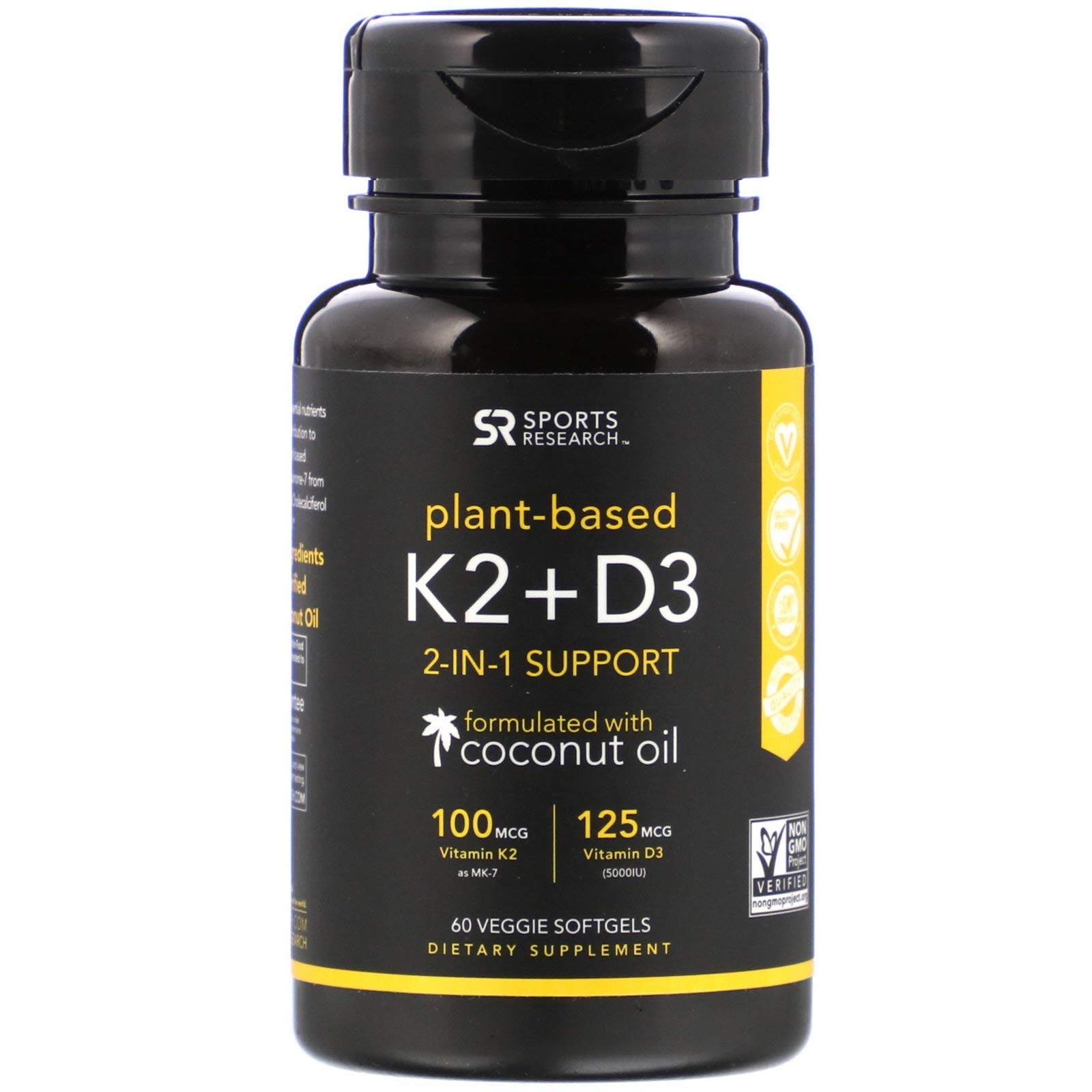 Sports Research, Vitamin K2 + D3, 100 mcg/5000 IU, 60 Veggie Softgels