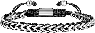 Rope & Chain Braided Link Bracelet for Men : Handmade Trendy Men's Stain...