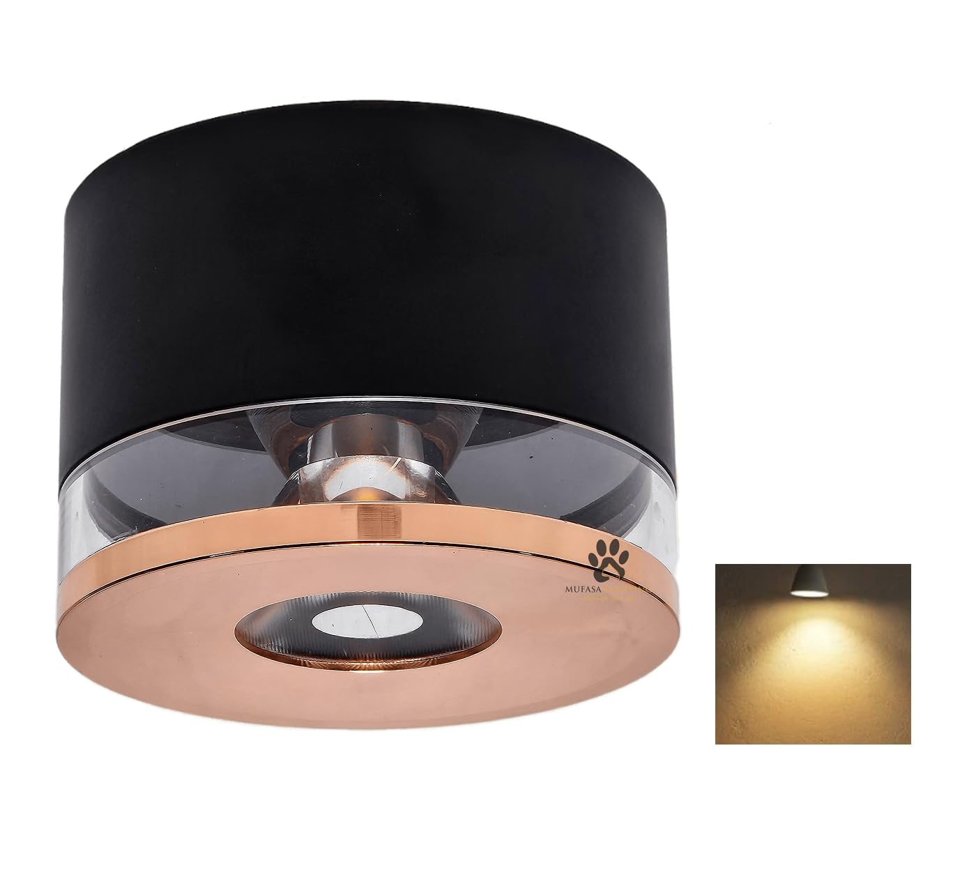 Mufasa 12 Watts Black Rose Color LED Round Surface Light Cylindrical Shape Indoor Ceiling Mounted Spot Light Down Light Aluminum Body (6.5CM Height) (Warm White) (B0CJ5GNWJB) Amazon Price History, Amazon Price Tracker