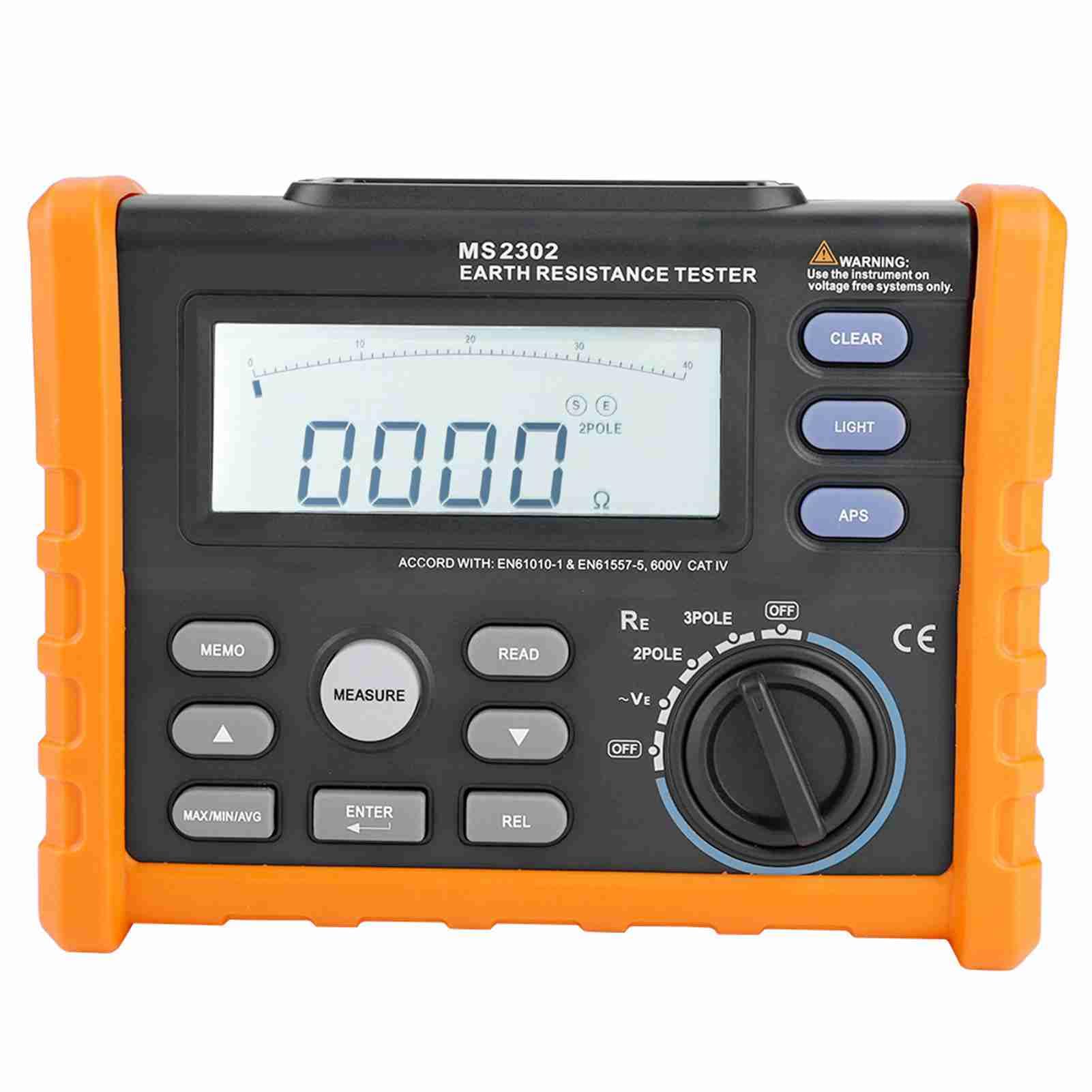 Digitaler Erdungswiderstandstester MS2302 Digitaler Erdungswiderstandstester 0~4K Ohm 100 Gruppen Datenerfassung
