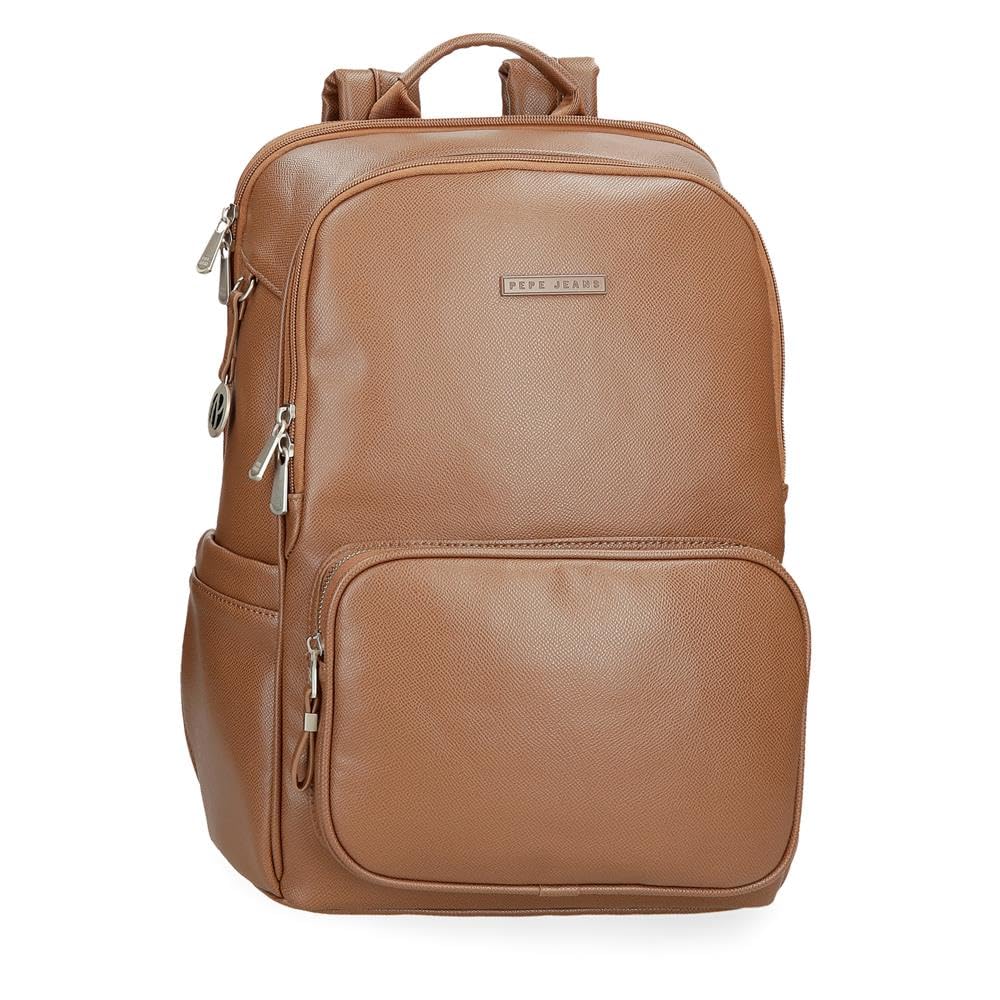 Pepe Jeans Elia Mochila para Portátil Marrón 30x40x13 cms Piel sintética 15,6L by Joumma Bags