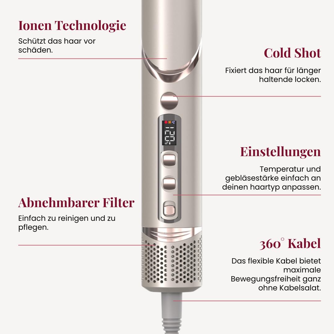 Airstyler Pro 8-in-1 Multistyler - Champagner | 8 Aufsätze | Coanda Airflow | Ionic CurlPro | Alle Haartypen