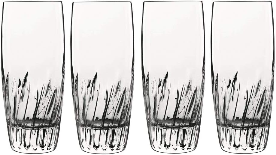 Luigi Bormioli Diamonte 12.75 oz Glass, Set of 4 Double Old Fashion Drinkware, 4 Count (Pack of 1), Clear