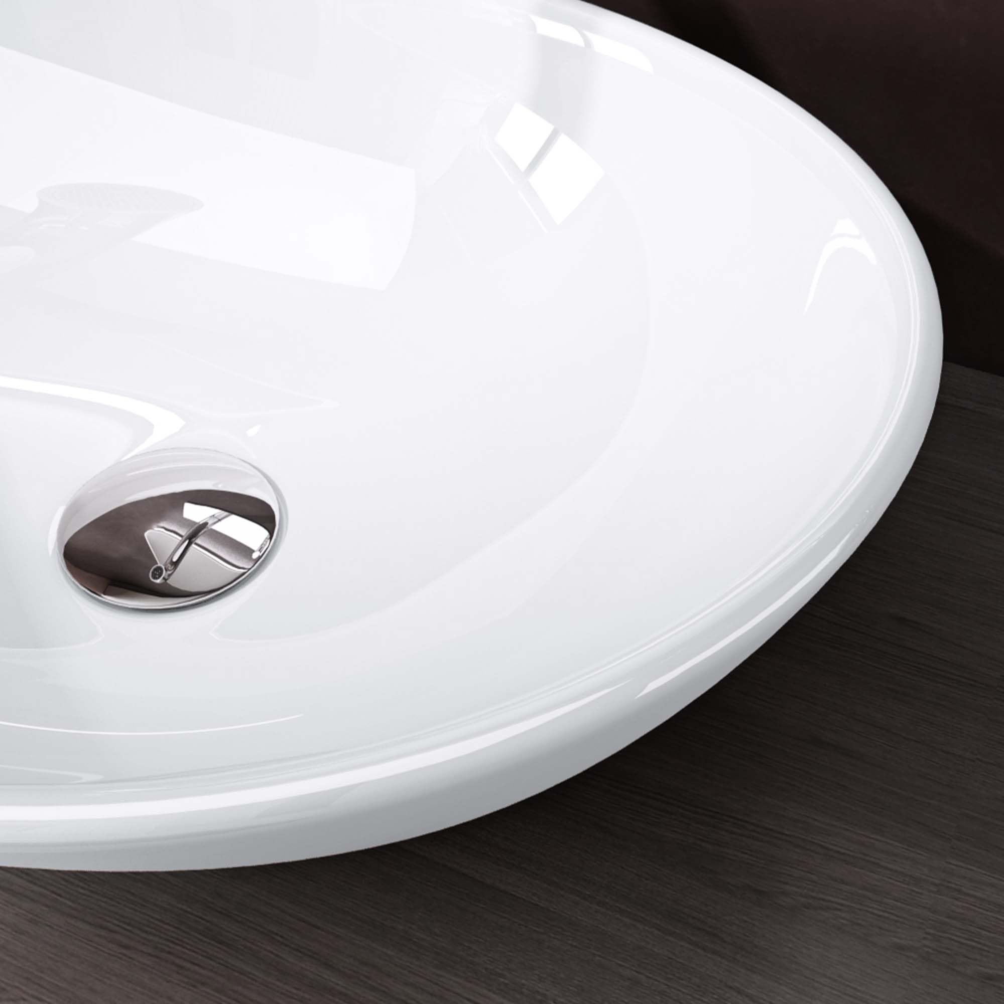 doporro Lavabo da Appoggio Ovale 42 cm per Bagno, Lavamani Soprapiano | Lavandino per Bagno in Ceramica, Colore Bianco, Finitura Lucida, Rivestimento Nano Incluso, Uso in Bagno e WC Ospiti