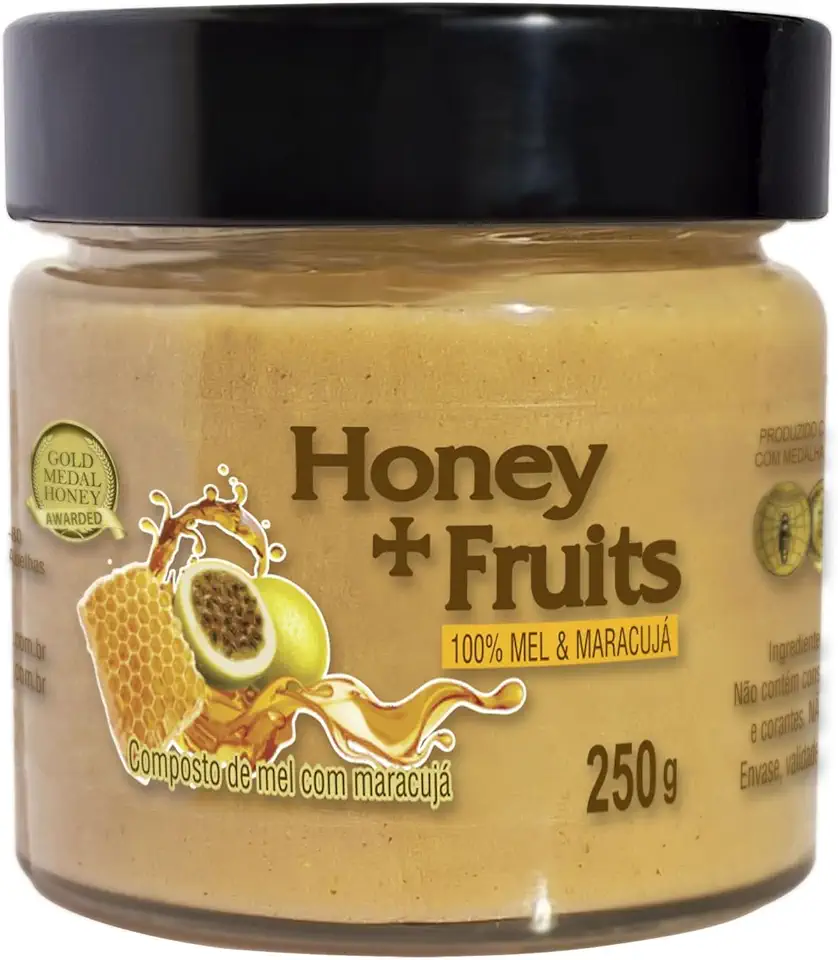 Mel com Maracujá Gold Medal Honey | Sem Açúcares ou Aditivos | 100% Natural | Perfeito para Lanches e Sobremesas | Somente 2 Ingredientes | Sabor Incrível e Saudável | 250g