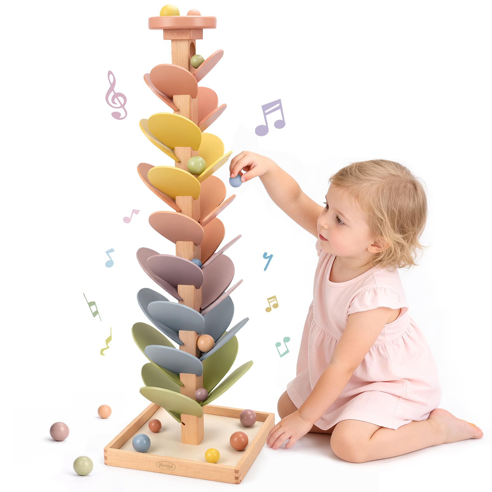 Joyreal Montessori Toy from 3 4 5 Years - Sound Tree Wooden Toy Marble Run Wood Montessori Rainbow Motor Skills Toy Birthday Boy Girl-picture-22