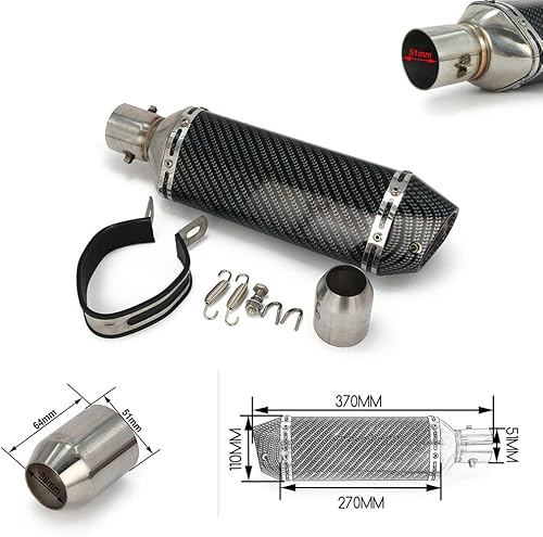 Miniatura 3 de JFG RACING - Silenciador de escape universal de 1,5 – 2 pulgadas, silenciador hexagonal de entrada para scooter motocicleta ATV, moto para fuera de