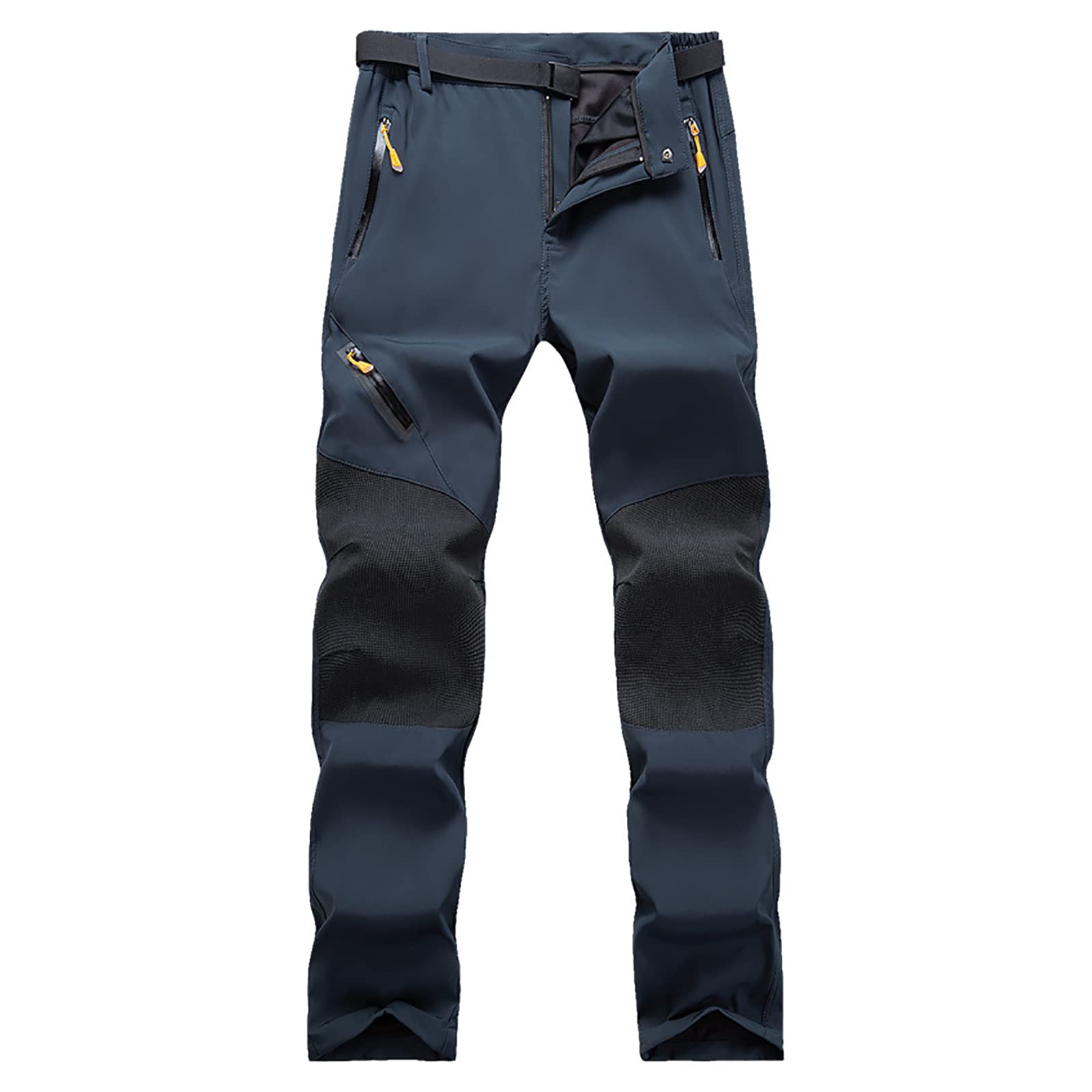 Pantaloni da Trekking Uomo Impermeabili Softshell Pantaloni Asciugatura Rapida con Tasca Traspirante (Size:XXL,Color:Blu)