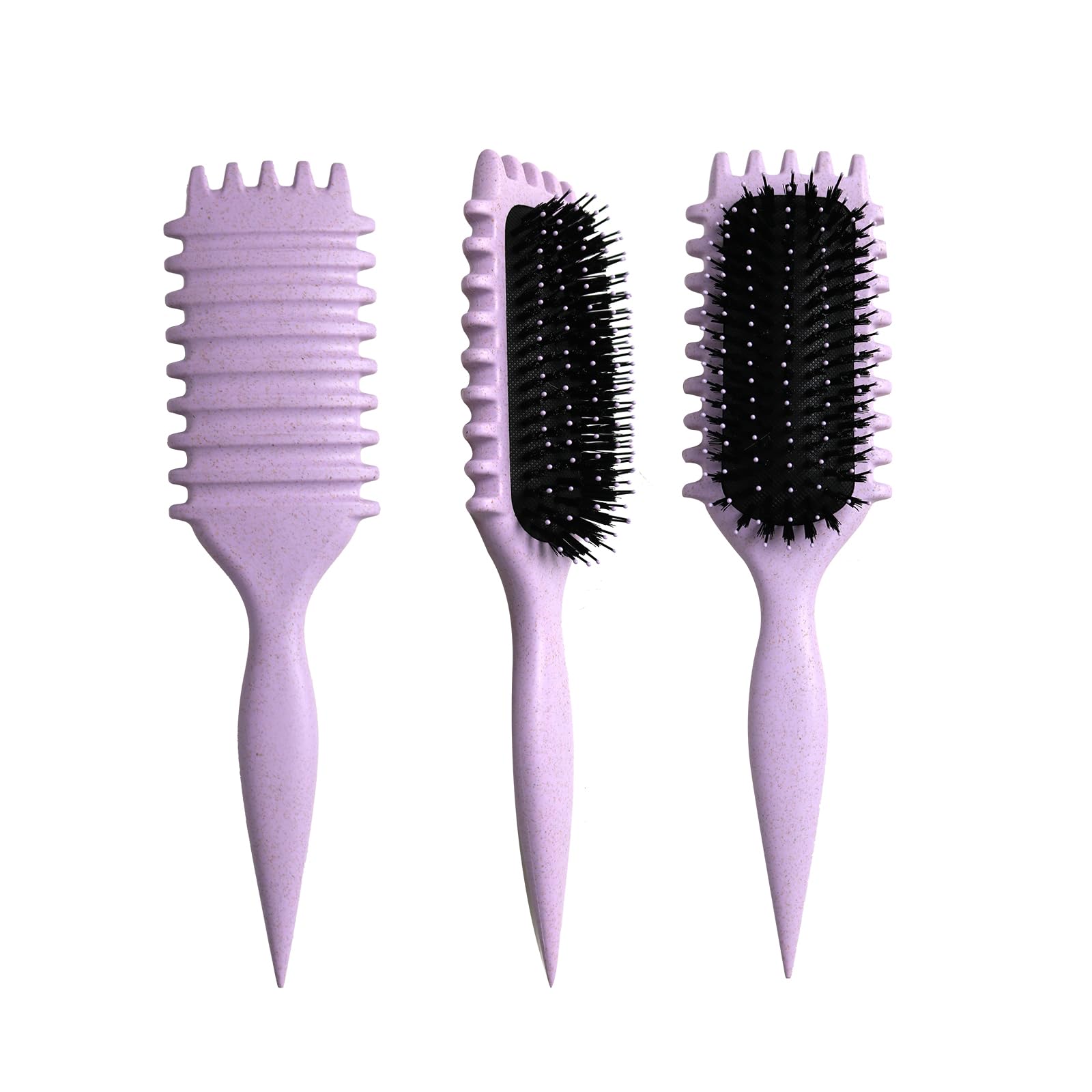 Lockenbürste, Curly Hair Brush, Curl Brush, locken bürste, Wildschweinborsten, Haarbürste zum Kämmen und Formen, reduziert Ziehen und Locken Trennung für definierte Locken（Violett）