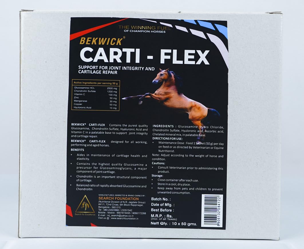 BEKWICK Carti-Flex Joint Support Supplement for Horses, Cartilage Repair and Joint Integrity Formula (500GM)-image-13