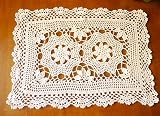 Hetao 16X23 100% Cotton Handmade Crochet lace Table Runners Oblong Tablecloth Doilies Doily,Beige