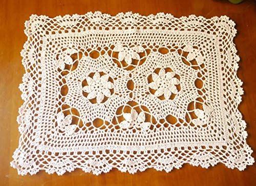 Hetao 16X23 100% Cotton Handmade Crochet lace Table Runners Oblong Tablecloth Doilies Doily,Beige by Hetao - Used condition - US$9.26