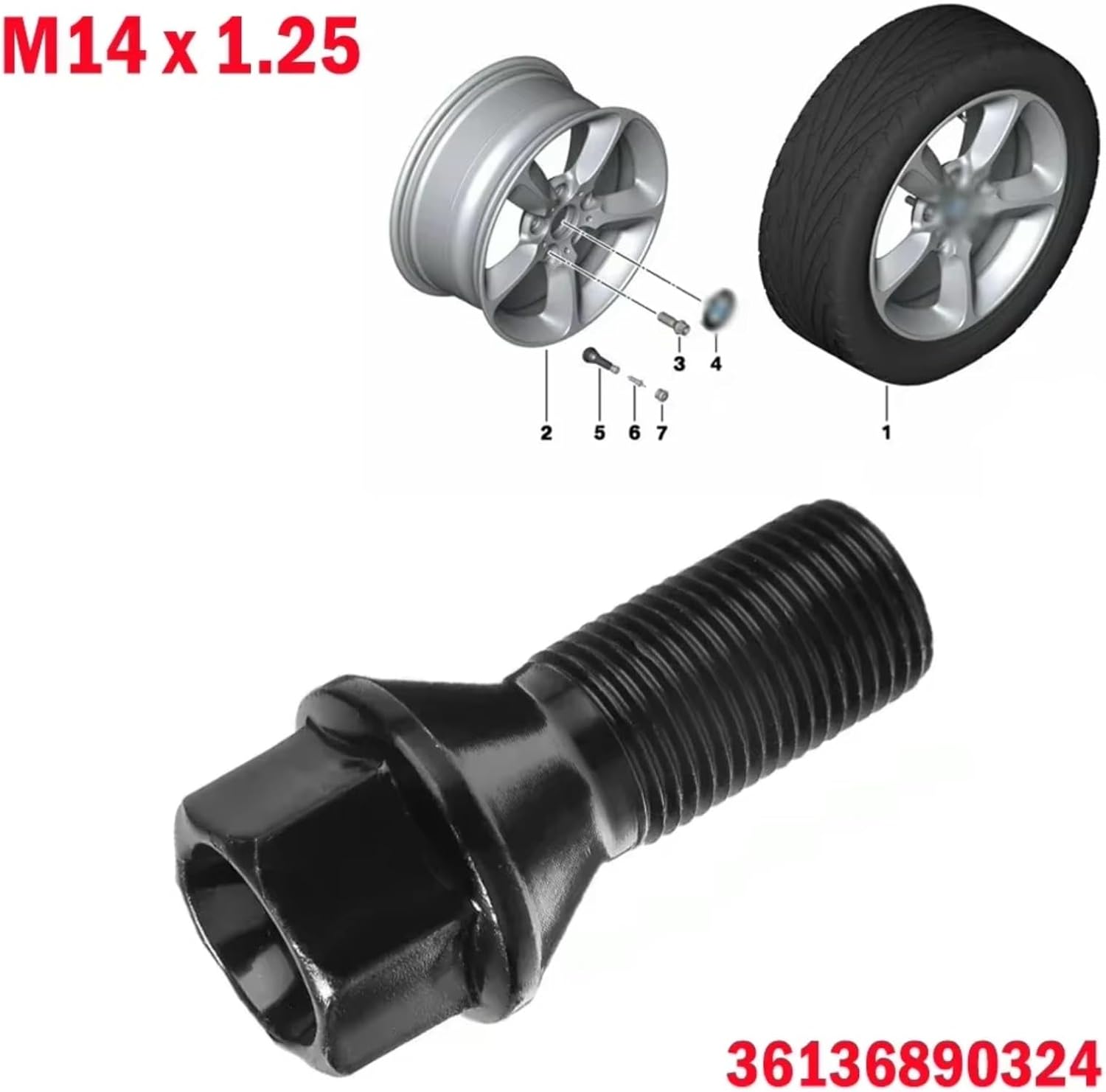 RIVAI 車種別ホイールボルト 1台分 20個 BMW X1 2023年2月～U11 17HEX M14xP1.25 27mm テーパー 純正ホイール対応  ブラックorクローム ホイールボルト ナット Compatible With For F25 X3 F10 E70 X6 と互換性のある 1x 車のホイー