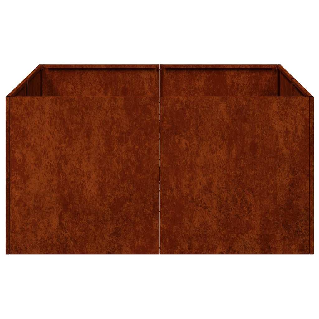 Macetero de acero resistente a la intemperie con patillas de apoyo, jardinera oxidada de 80 x 80 x 40 cm para jardín, balcón y terraza