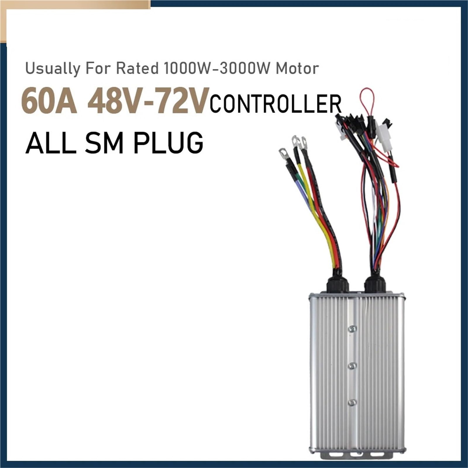 Sterownik bezszczotkowy 48V-72V 1000W-3000W 60A do silnika, e-bike, roweru, trójkołowca, motocykla, 18 MOSFET z wyświetlaczem (60A)